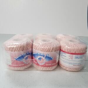6 Rolls Pale Pink #43 100% Cotton Size 10 Crochet Thread America's Best 150 Yd